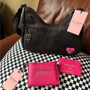 Juicy Couture Pink Card Holder with Gold Accents and Crossbody Bag Bundle NWT